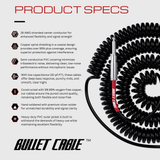 Bullet Cable 30′ Silent Black Coil Cable