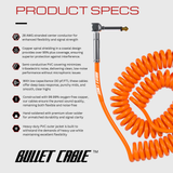 Bullet Cable 15′ Classic Orange Coil Cable