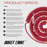 Bullet Cable 30′ Classic Red Coil Cable