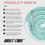 Bullet Cable 30′ Classic Seafoam Coil Cable