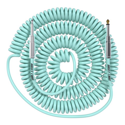 Bullet Cable 30′ Silent Seafoam Coil Cable